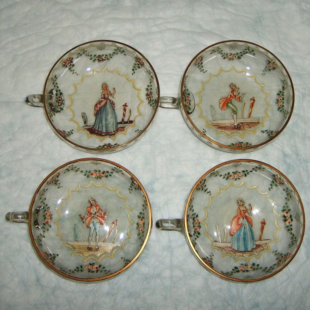 Antique Enameled Glass Nut/Berry Set Hand-painted Victorian Antique Enameled Glass Nut/Berry Set Hand-painted Victorian