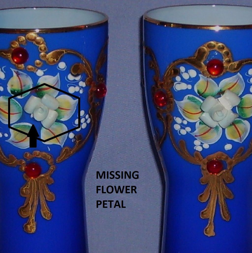 Cobalt Blue Tumbler Glasses Enameled Jeweled Gilded Moser Style Vintage Cobalt Blue Tumbler Glasses Enameled Jeweled Gilded Moser Style Vintage