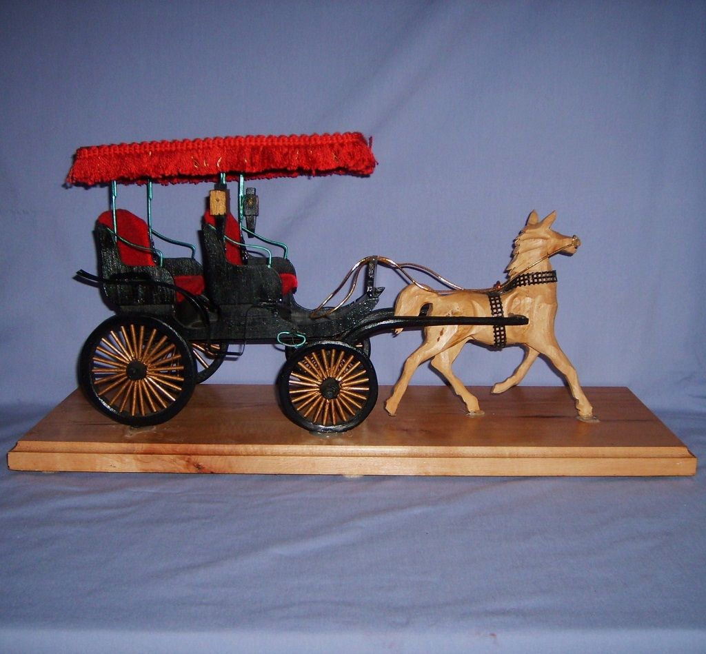 Vintage Wood Horse-drawn Surrey Fringe Hand-Crafted Doll Dollhouse Vintage Wood Horse-drawn Surrey Fringe Hand-Crafted Doll Dollhouse
