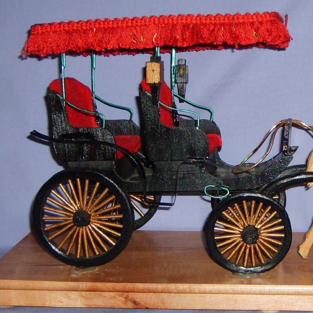 Vintage Wood Horse-drawn Surrey Fringe Hand-Crafted Doll Dollhouse Vintage Wood Horse-drawn Surrey Fringe Hand-Crafted Doll Dollhouse