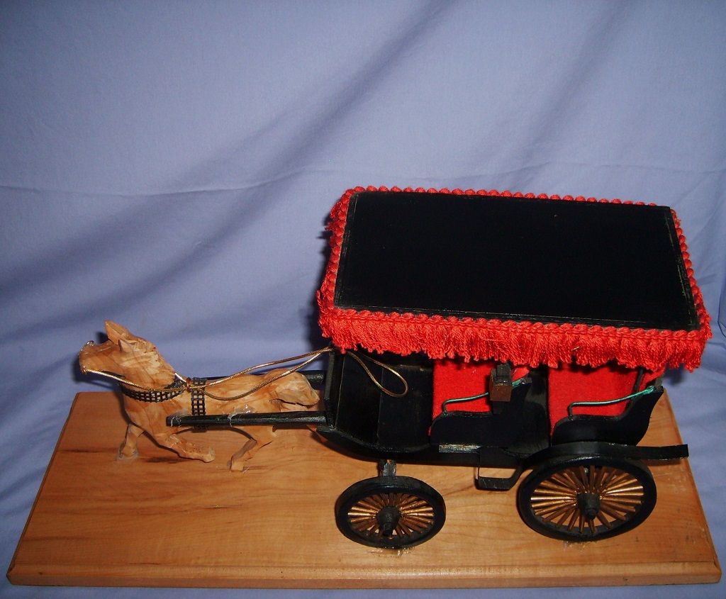 Vintage Wood Horse-drawn Surrey Fringe Hand-Crafted Doll Dollhouse Vintage Wood Horse-drawn Surrey Fringe Hand-Crafted Doll Dollhouse