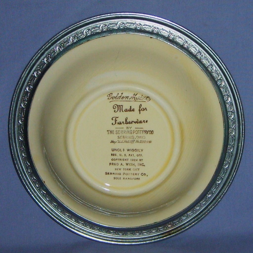 Uncle Wiggily Childrens Bowl Sebring Pottery Co. Farberware Uncle Wiggily Childrens Bowl Sebring Pottery Co. Farberware
