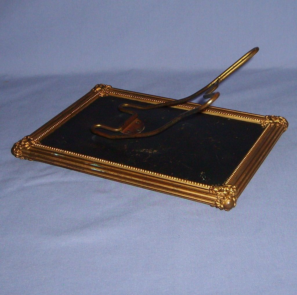 Antique Standing Mirror Beveled Ornate Gilt Metal Frame Antique Standing Mirror Beveled Ornate Gilt Metal Frame