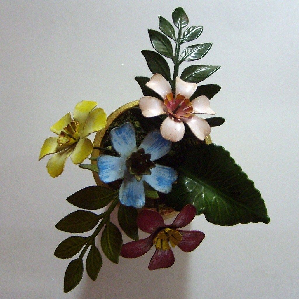 Large Faux Thimble with Enamel Metal Flowers Colorful Large Faux Thimble with Enamel Metal Flowers Colorful