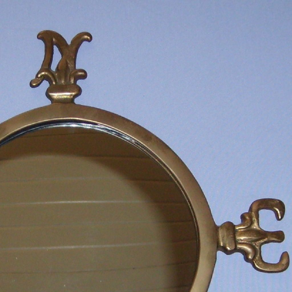 Brass Mirror North South East West Compass Fleur de Lis Vintage Brass Mirror North South East West Compass Fleur de Lis Vintage
