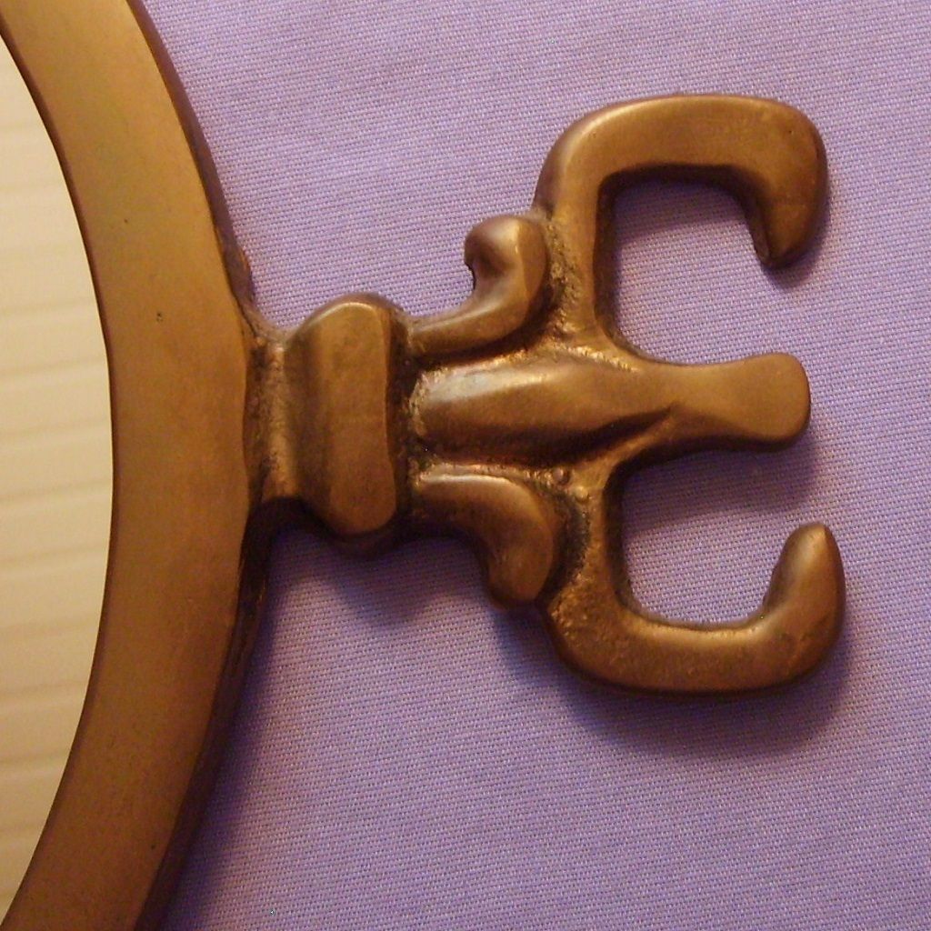 Brass Mirror North South East West Compass Fleur de Lis Vintage Brass Mirror North South East West Compass Fleur de Lis Vintage