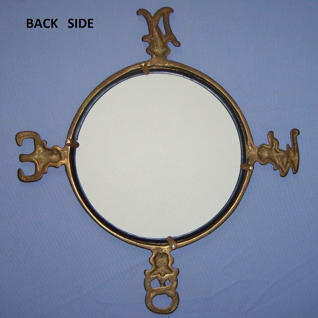 Brass Mirror North South East West Compass Fleur de Lis Vintage Brass Mirror North South East West Compass Fleur de Lis Vintage