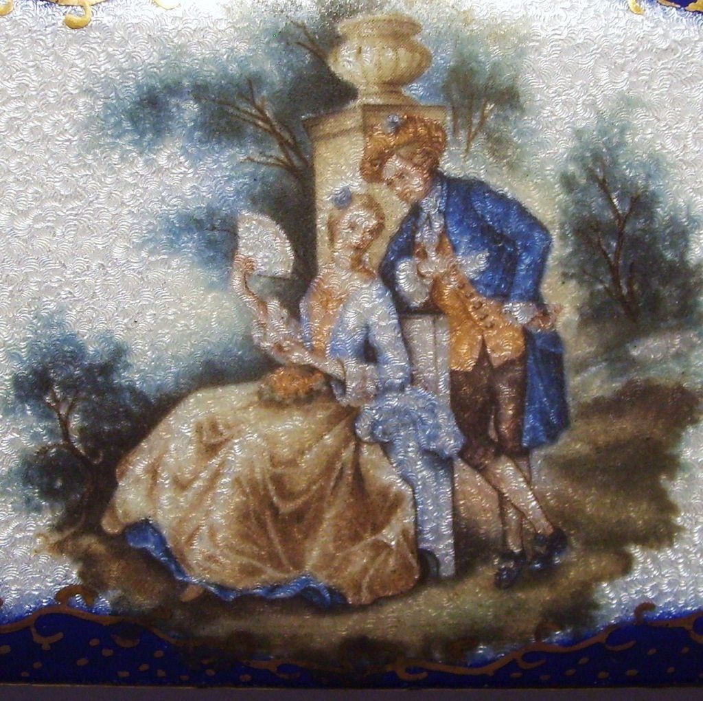 French Guilloche Enamel Etui Box Necessaire Hand-Painted French Guilloche Enamel Etui Box Necessaire Hand-Painted