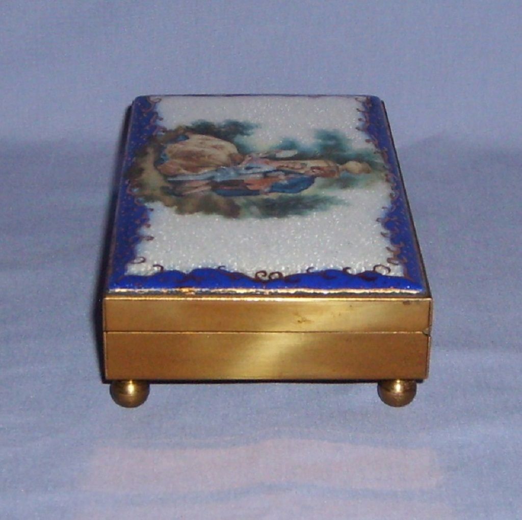 French Guilloche Enamel Etui Box Necessaire Hand-Painted French Guilloche Enamel Etui Box Necessaire Hand-Painted