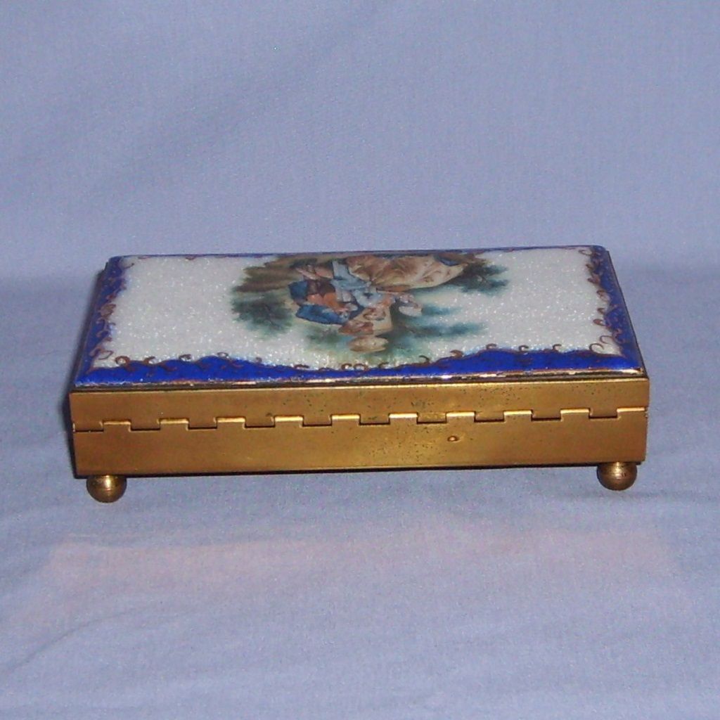 French Guilloche Enamel Etui Box Necessaire Hand-Painted French Guilloche Enamel Etui Box Necessaire Hand-Painted