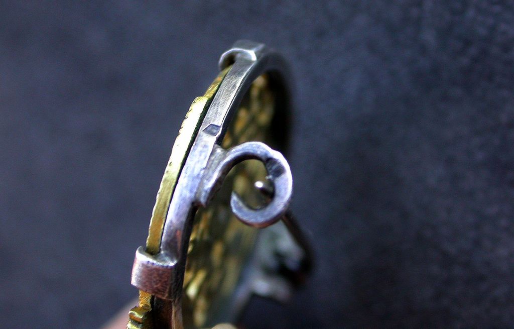 Vintage french bronze carved brooch sterling silver frame red stone gold plated Vintage french bronze carved brooch sterling silver frame red stone gold plated