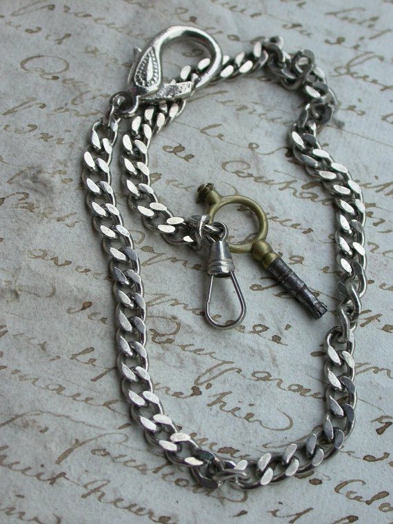 French antique pocket watch chain large silver chain Antique pocket watch key gold key bronze key French antique pocket watch chain large silver chain Antique pocket watch key gold key bronze key