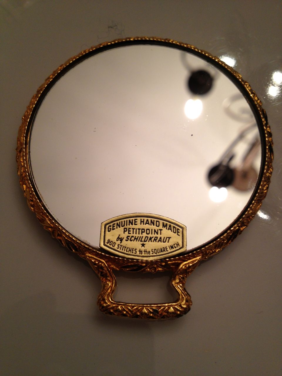 Hand made rare Schildkraut Brothers black beaded petite purse and hand mirror Hand made rare Schildkraut Brothers black beaded petite purse and hand mirror