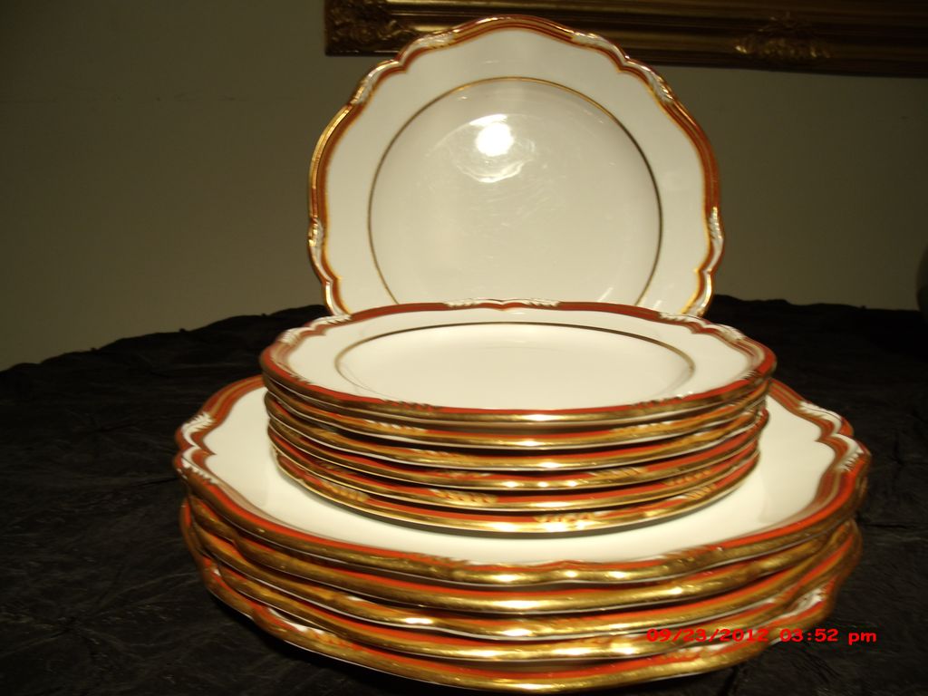 Spode Bone China Plates (Chancellor) White, Autumnal Orange and Gold Spode Bone China Plates (Chancellor) White, Autumnal Orange and Gold