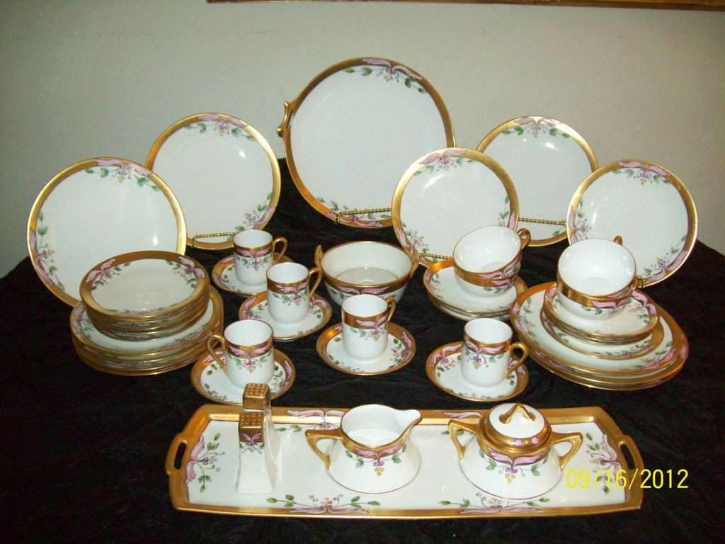 19 Century Bavarian, Royal Austria Hand Painted Luncheon Set (44 Pieces) 19 Century Bavarian, Royal Austria Hand Painted Luncheon Set (44 Pieces)