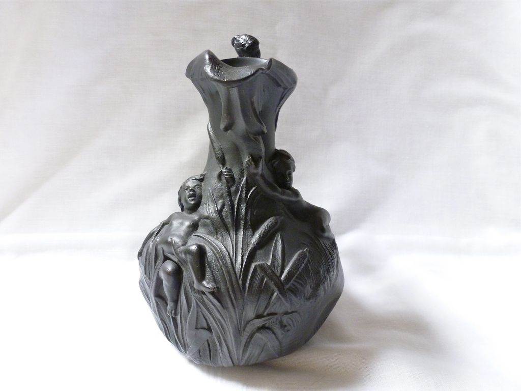 Henri Huppe Art Nouveau pewter vase/jug w/cherubs putti Henri Huppe Art Nouveau pewter vase/jug w/cherubs putti
