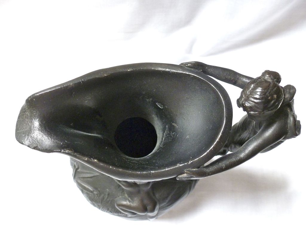 Henri Huppe Art Nouveau pewter vase/jug w/cherubs putti Henri Huppe Art Nouveau pewter vase/jug w/cherubs putti
