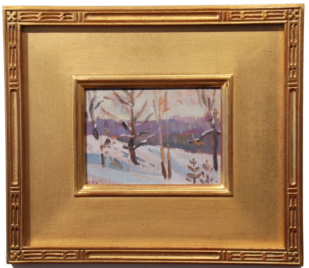 "Winter Morning" oil on board painting by Russian artist Alexei Krasnov (b. 1923) "Winter Morning" oil on board painting by Russian artist Alexei Krasnov (b. 1923)