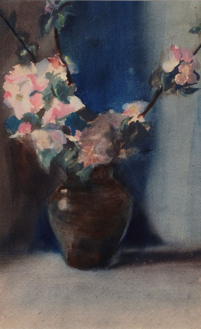 Unsigned turn of the century American watercolor, "Apple Blossoms" Unsigned turn of the century American watercolor, "Apple Blossoms"