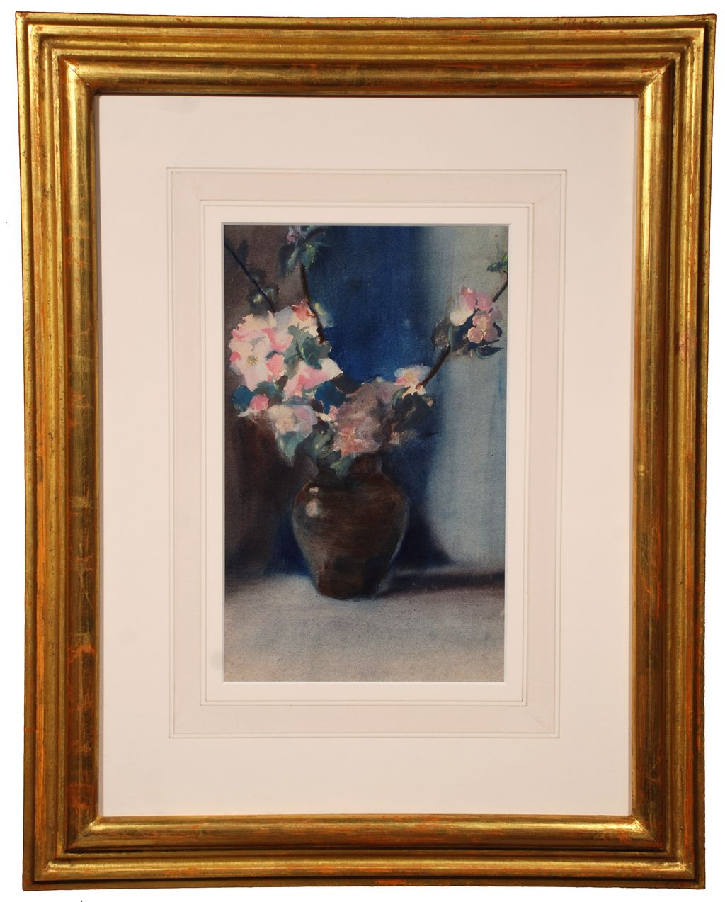 Unsigned turn of the century American watercolor, "Apple Blossoms" Unsigned turn of the century American watercolor, "Apple Blossoms"