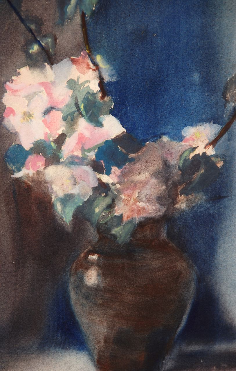 Unsigned turn of the century American watercolor, "Apple Blossoms" Unsigned turn of the century American watercolor, "Apple Blossoms"