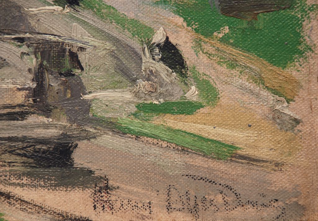 Marni Ayres Davis (American, 1900-1977), oil on canvasboard "Staircase in the Park" Marni Ayres Davis (American, 1900-1977), oil on canvasboard "Staircase in the Park"