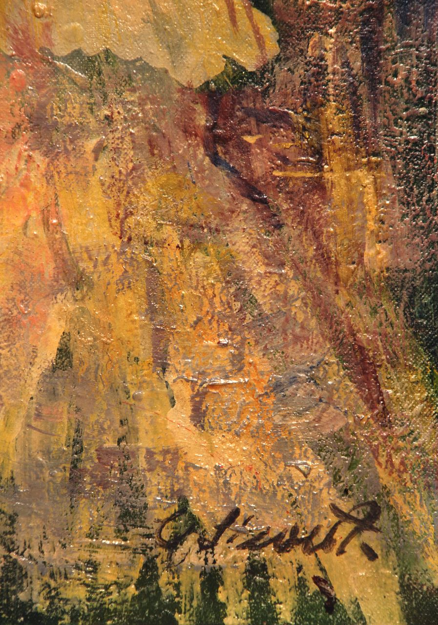 "Two Ladies," Indistinctly Signed oil on canvasboard "Two Ladies," Indistinctly Signed oil on canvasboard
