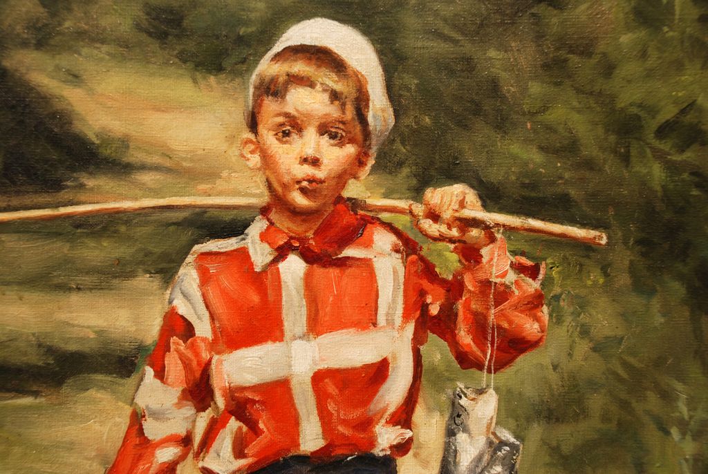 Oil on canvas, "Boy Fishing" by Wilson Ellsworth (American, 1908-1972) Oil on canvas, "Boy Fishing" by Wilson Ellsworth (American, 1908-1972)