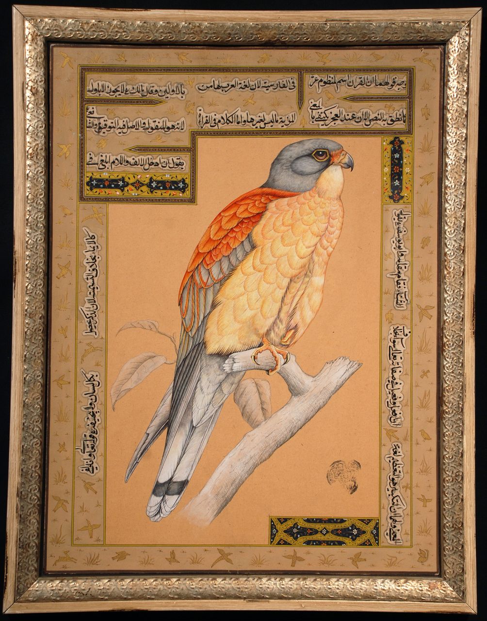 Persian 18th/19th century watercolor and ink of a Peregrine Falcon Persian 18th/19th century watercolor and ink of a Peregrine Falcon