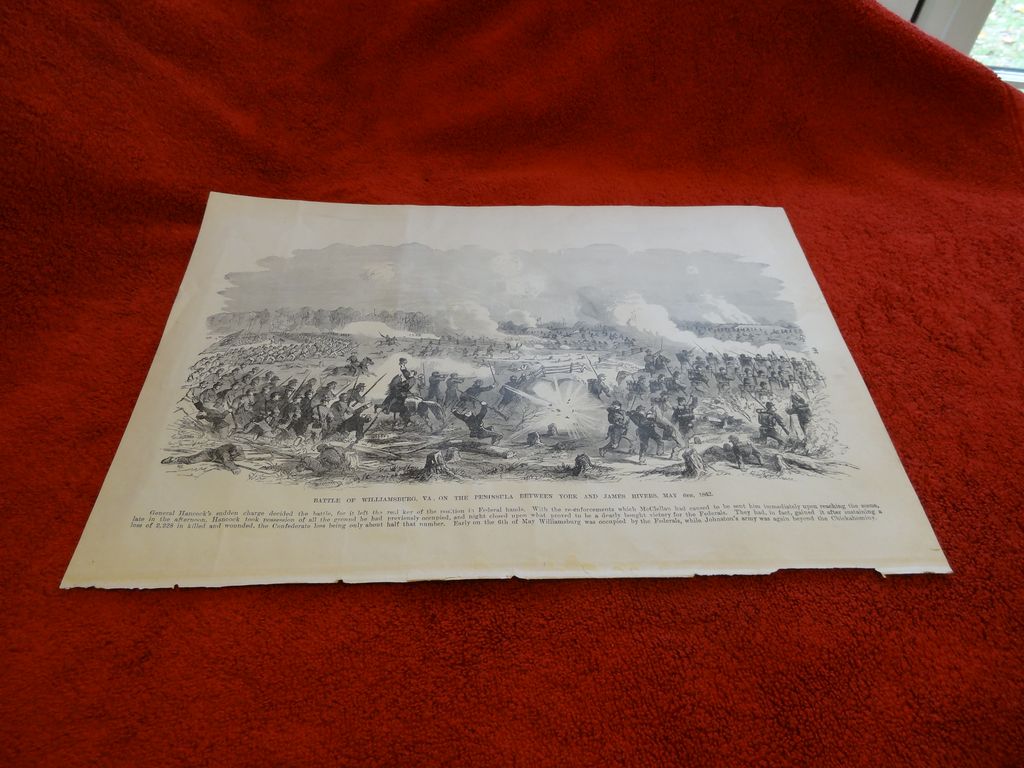 Civil War etching Battle of Williamsburg Civil War etching Battle of Williamsburg