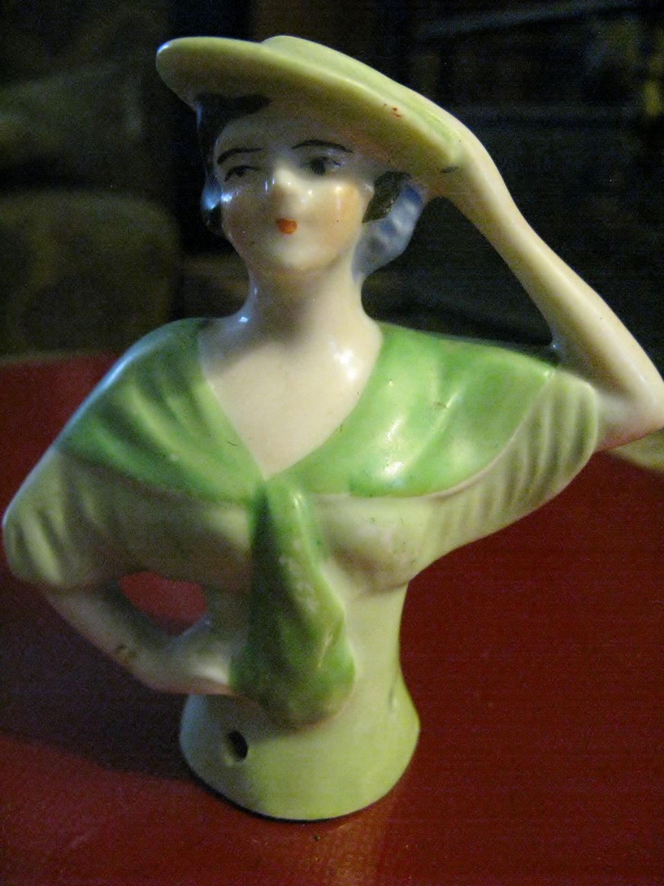 Japanese Half Doll - Woman With Hat and Hands Away Japanese Half Doll - Woman With Hat and Hands Away