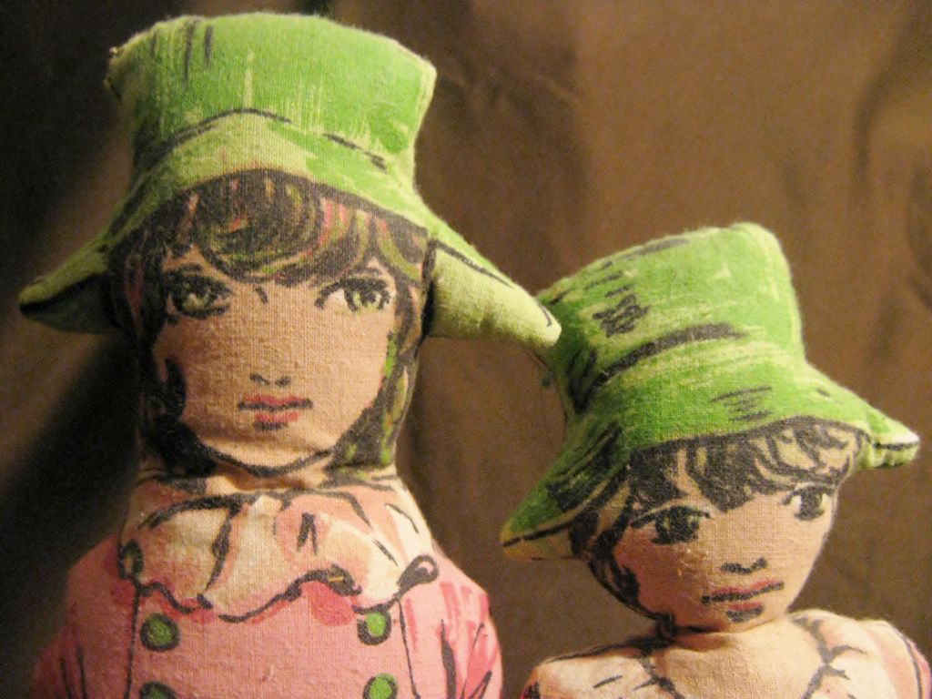 Early 1900's Lithograph Cut-Out Cloth Dolls Early 1900's Lithograph Cut-Out Cloth Dolls