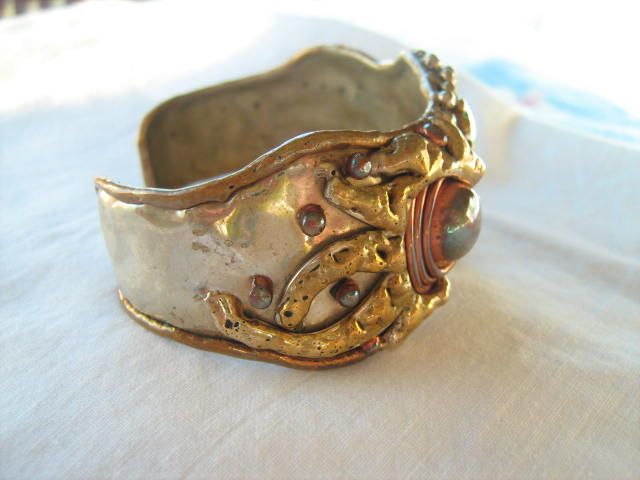 Fabulous Vintage SHOEN MEXICO Mixed Metal Modernist Bangle Bracelet Fabulous Vintage SHOEN MEXICO Mixed Metal Modernist Bangle Bracelet