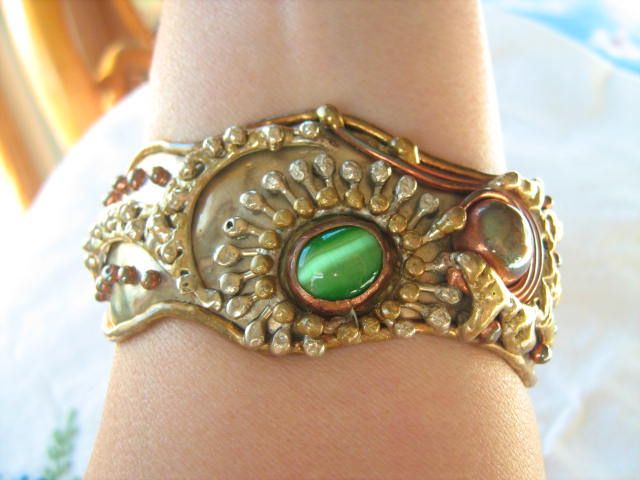 Fabulous Vintage SHOEN MEXICO Mixed Metal Modernist Bangle Bracelet Fabulous Vintage SHOEN MEXICO Mixed Metal Modernist Bangle Bracelet
