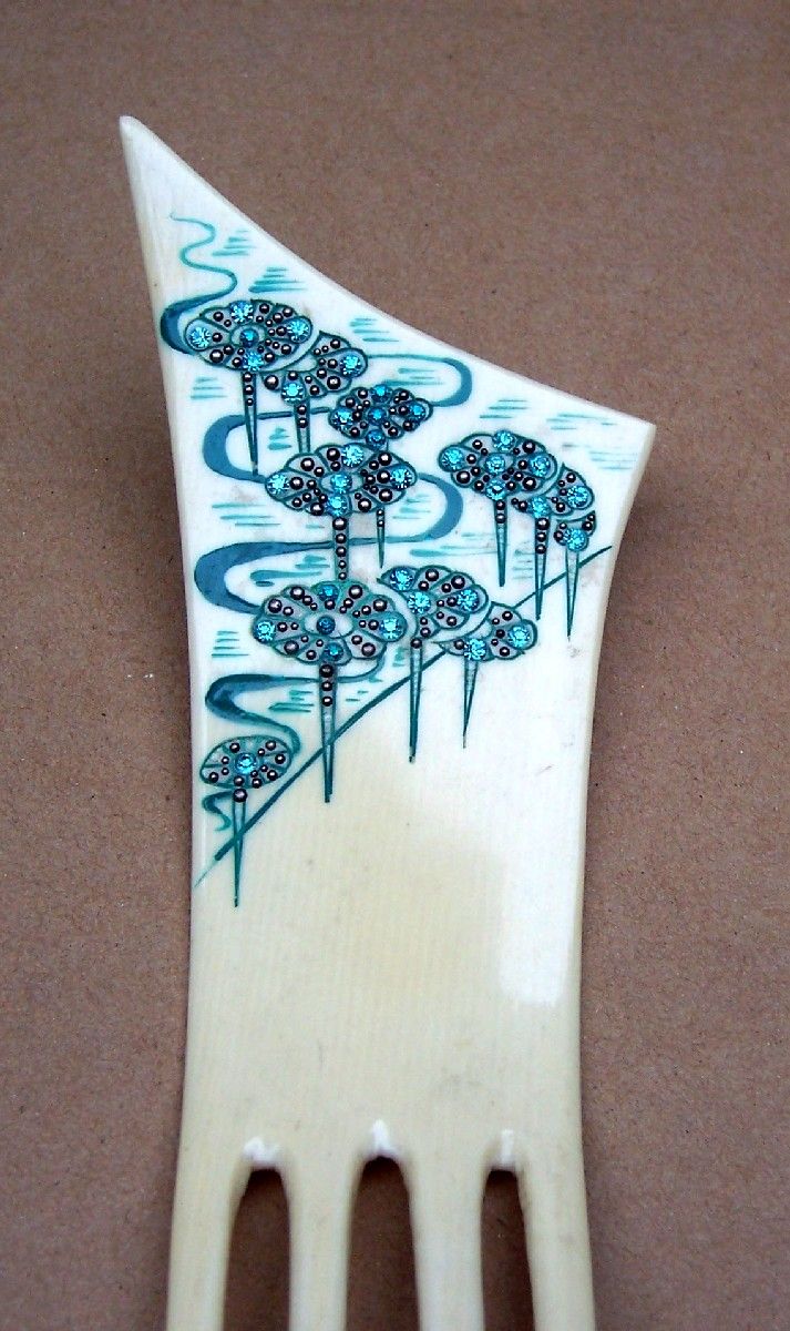 Art Deco Hair Comb Japonaiserie Style French Ivory Hair Accessory Art Deco Hair Comb Japonaiserie Style French Ivory Hair Accessory