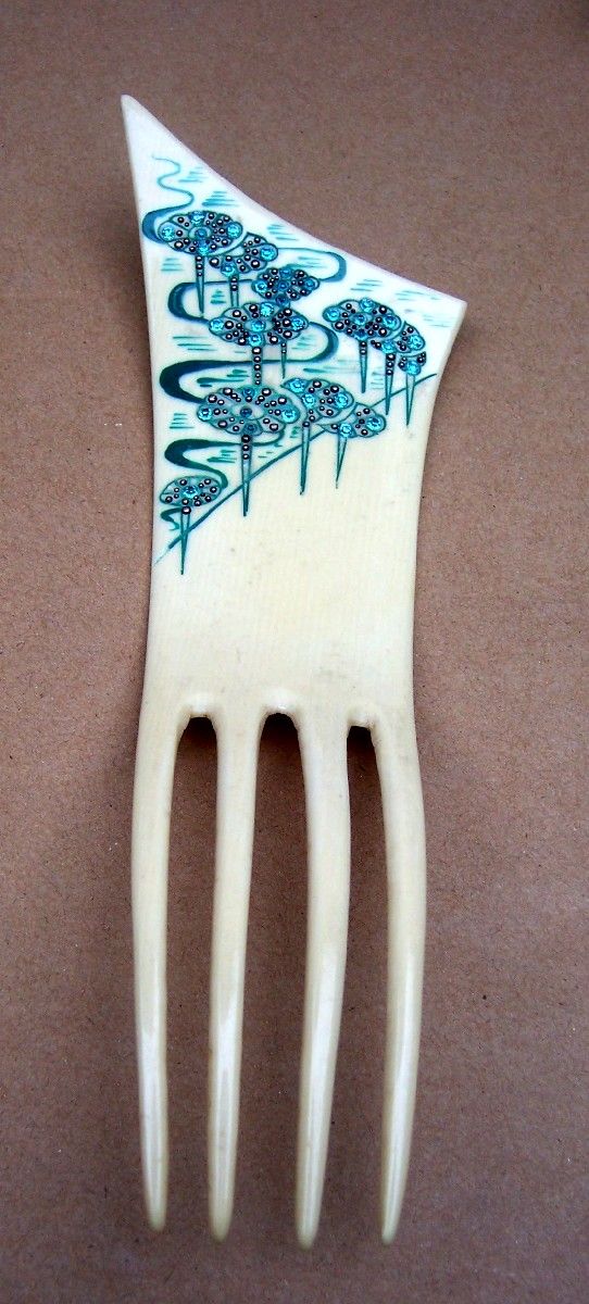 Art Deco Hair Comb Japonaiserie Style French Ivory Hair Accessory Art Deco Hair Comb Japonaiserie Style French Ivory Hair Accessory