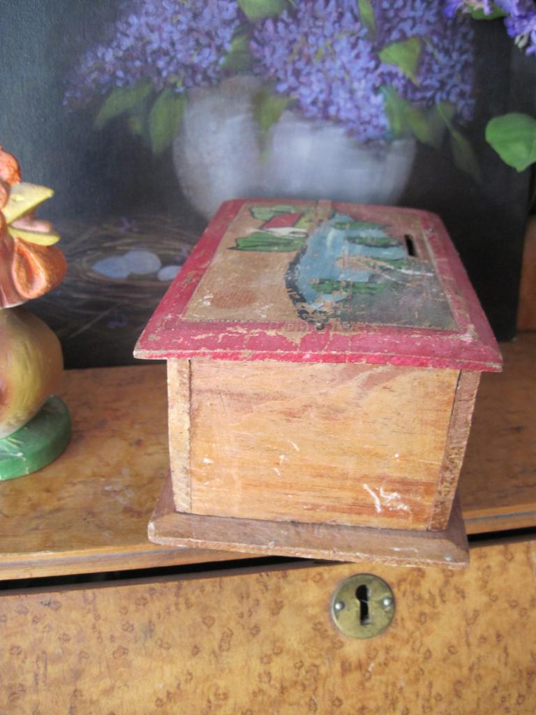 Vintage Wood New Mexico Primitive Folk Art Painted Offering Box Miniature Chest Vintage Wood New Mexico Primitive Folk Art Painted Offering Box Miniature Chest