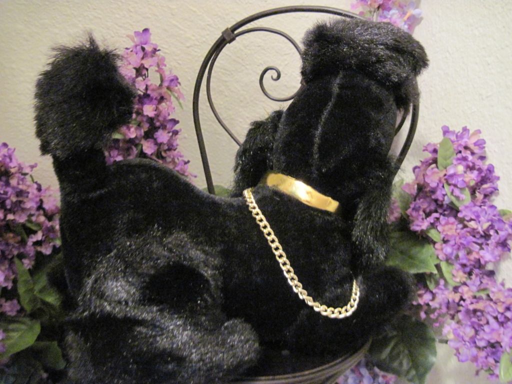 Mid-Century Modern Black Plush Poodle Dog Transistor Radio in Tummy Mid-Century Modern Black Plush Poodle Dog Transistor Radio in Tummy