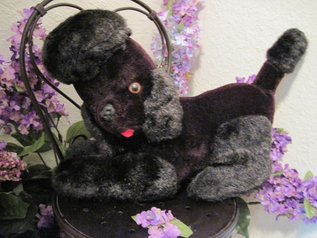 Mid-Century Modern Black Plush Poodle Dog Transistor Radio in Tummy 2 Mid-Century Modern Black Plush Poodle Dog Transistor Radio in Tummy 2