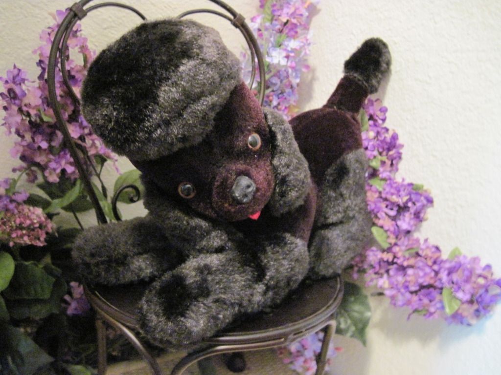 Mid-Century Modern Black Plush Poodle Dog Transistor Radio in Tummy 2 Mid-Century Modern Black Plush Poodle Dog Transistor Radio in Tummy 2