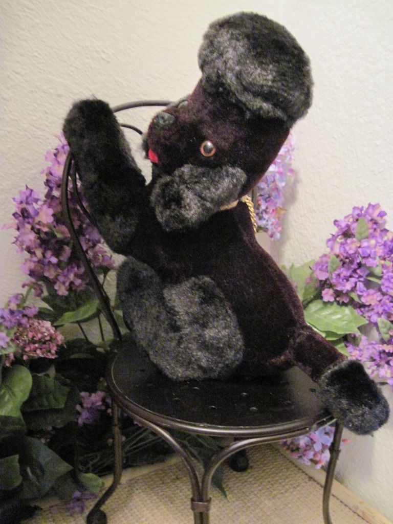 Mid-Century Modern Black Plush Poodle Dog Transistor Radio in Tummy 2 Mid-Century Modern Black Plush Poodle Dog Transistor Radio in Tummy 2