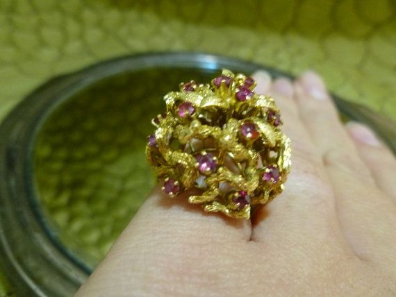14k Gold and Ruby Ring Old Hollywood Glamour Cocktail Ring 14k Gold and Ruby Ring Old Hollywood Glamour Cocktail Ring