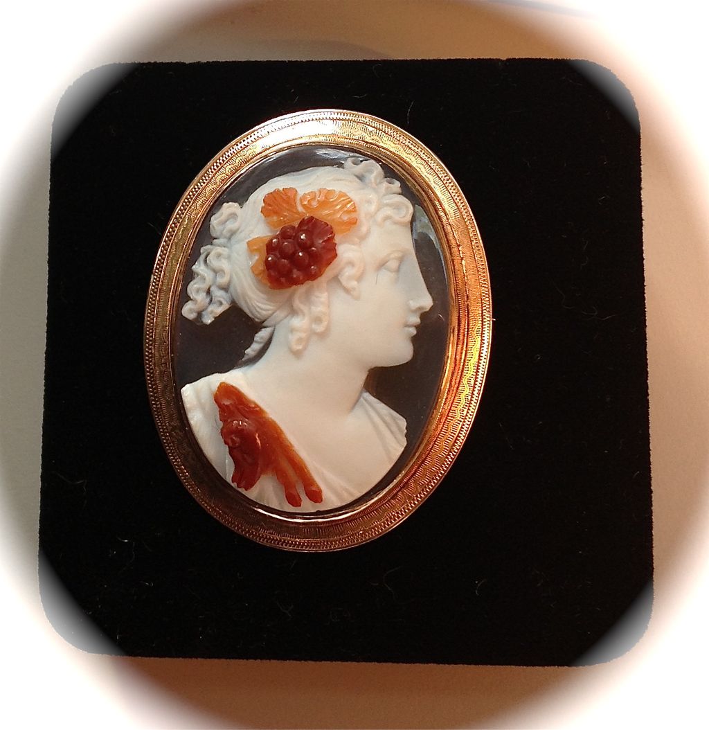 Museum Quality Hardstone Pendant/Brooch of a Bacchante in Three Strata Museum Quality Hardstone Pendant/Brooch of a Bacchante in Three Strata