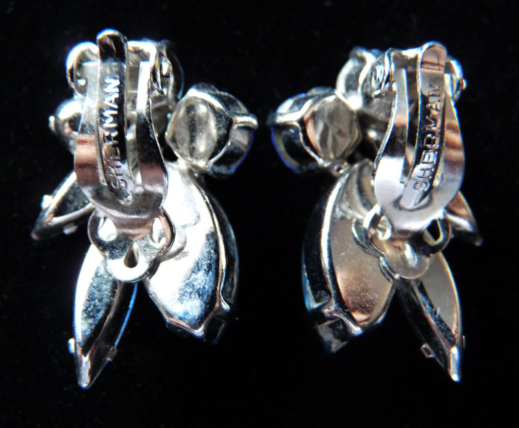 Pretty Blues Signed Sherman Earrings. Pretty Blues Signed Sherman Earrings.