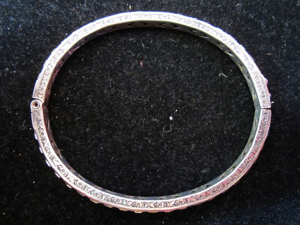 Art Deco Sterling Silver Channel Set Square Clear Crystal Paste Bracelet Art Deco Sterling Silver Channel Set Square Clear Crystal Paste Bracelet