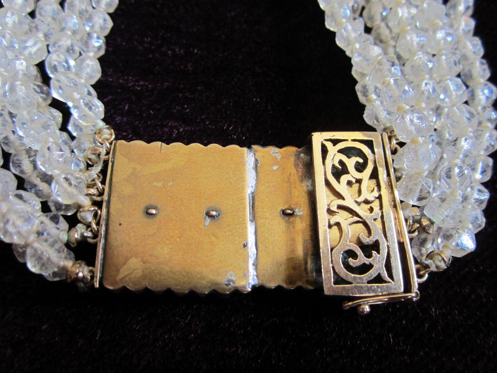 Vintage Hand Knotted 8 Strand Crystal With Natural Garnets And 14K Clasp Runway Flapper Necklace Vintage Hand Knotted 8 Strand Crystal With Natural Garnets And 14K Clasp Runway Flapper Necklace