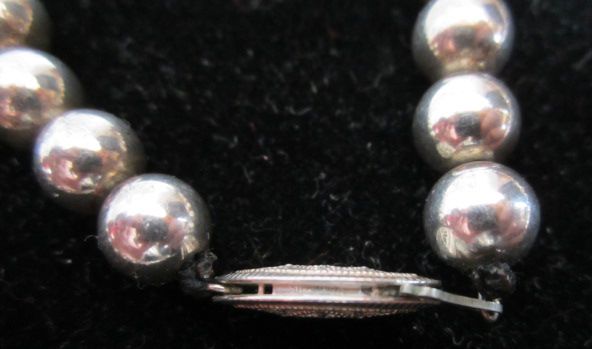 Vintage Sterling Silver Graduated Bead Necklace With Beautiful Ornate Clasp Vintage Sterling Silver Graduated Bead Necklace With Beautiful Ornate Clasp