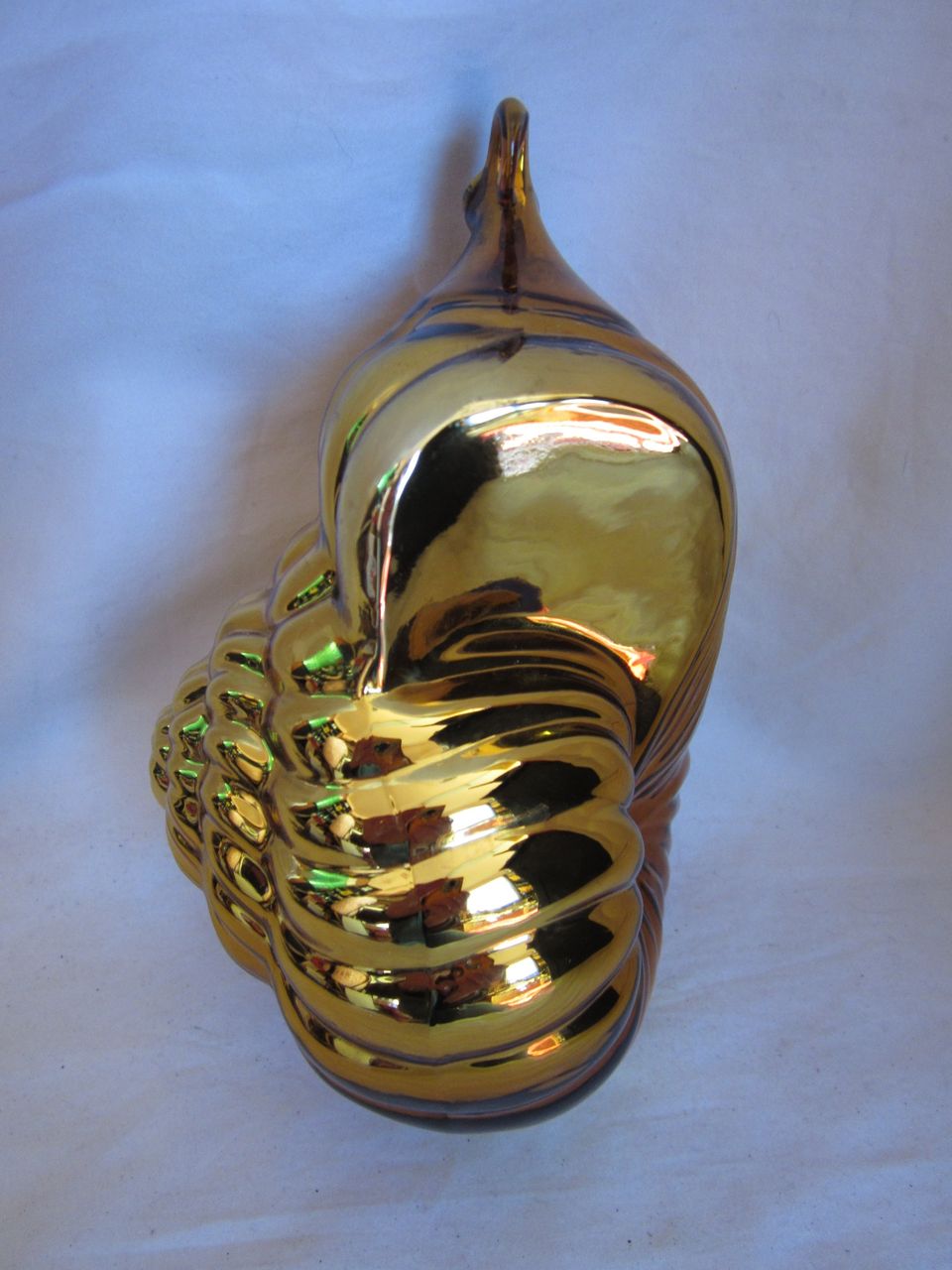 Vintage 1980s Extra Large Gold Mercury Glass Conch Seashell Christmas Ornament Holiday Decoration Vintage 1980s Extra Large Gold Mercury Glass Conch Seashell Christmas Ornament Holiday Decoration