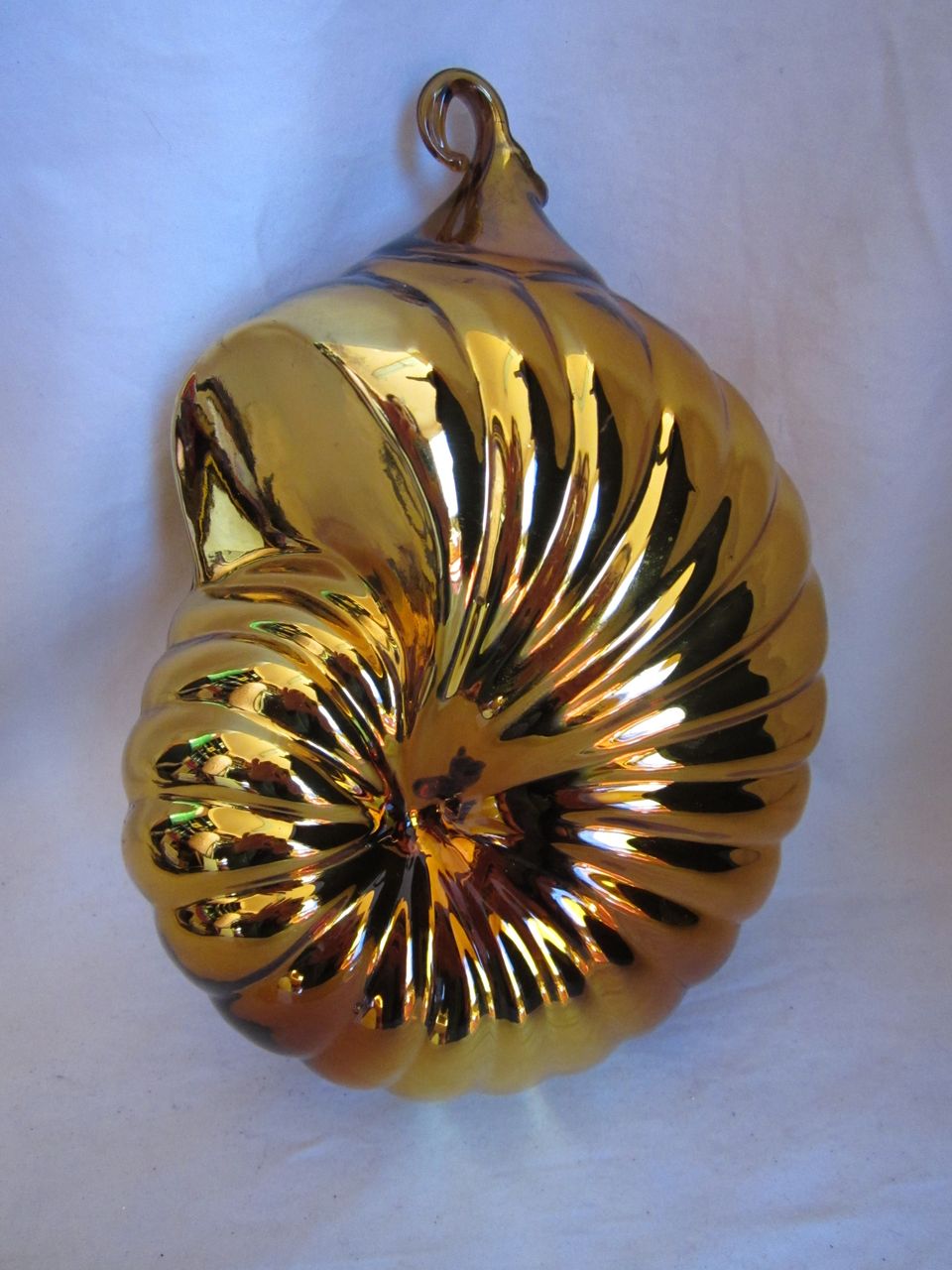 Vintage 1980s Extra Large Gold Mercury Glass Conch Seashell Christmas Ornament Holiday Decoration Vintage 1980s Extra Large Gold Mercury Glass Conch Seashell Christmas Ornament Holiday Decoration