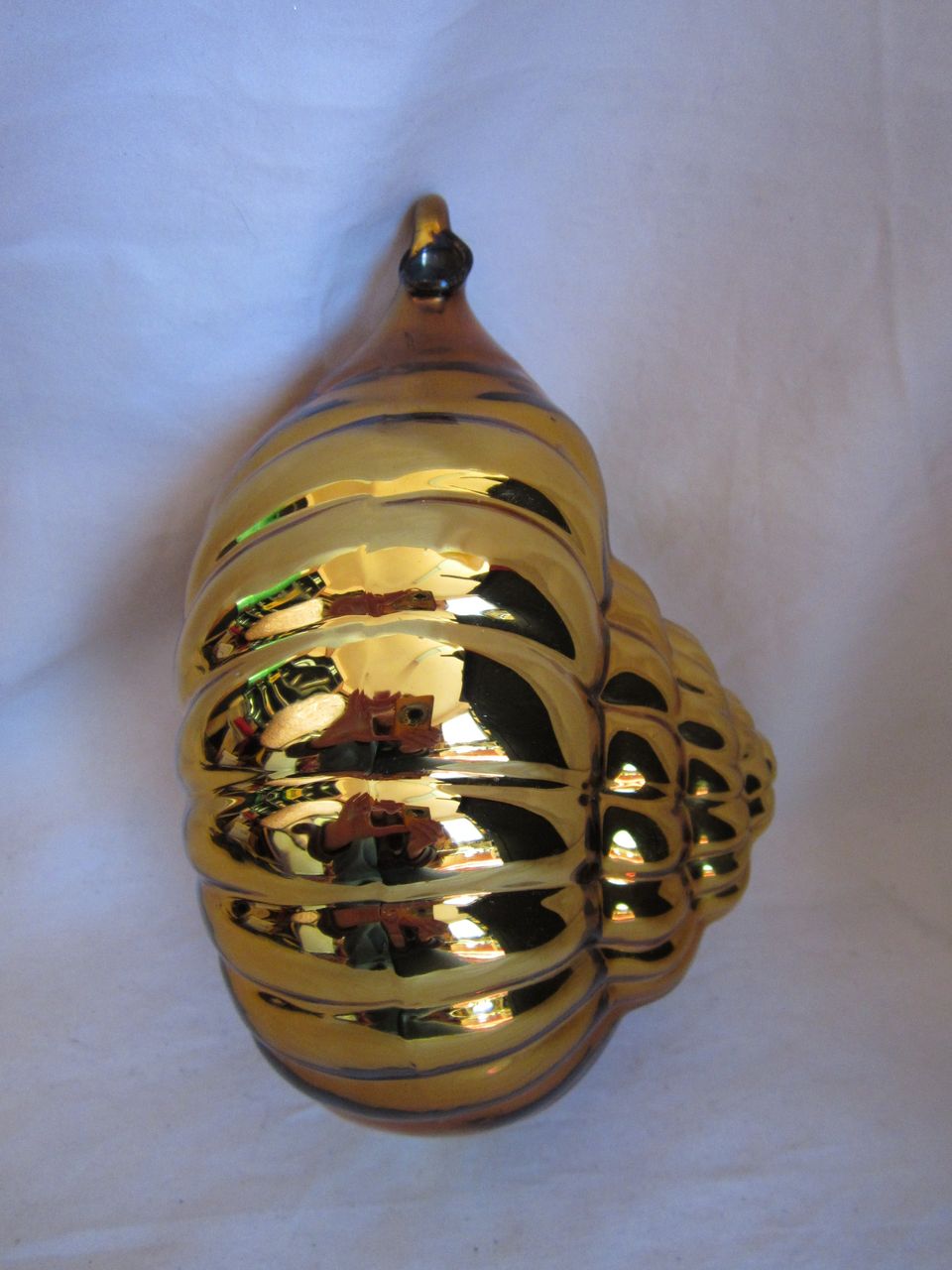Vintage 1980s Extra Large Gold Mercury Glass Conch Seashell Christmas Ornament Holiday Decoration Vintage 1980s Extra Large Gold Mercury Glass Conch Seashell Christmas Ornament Holiday Decoration